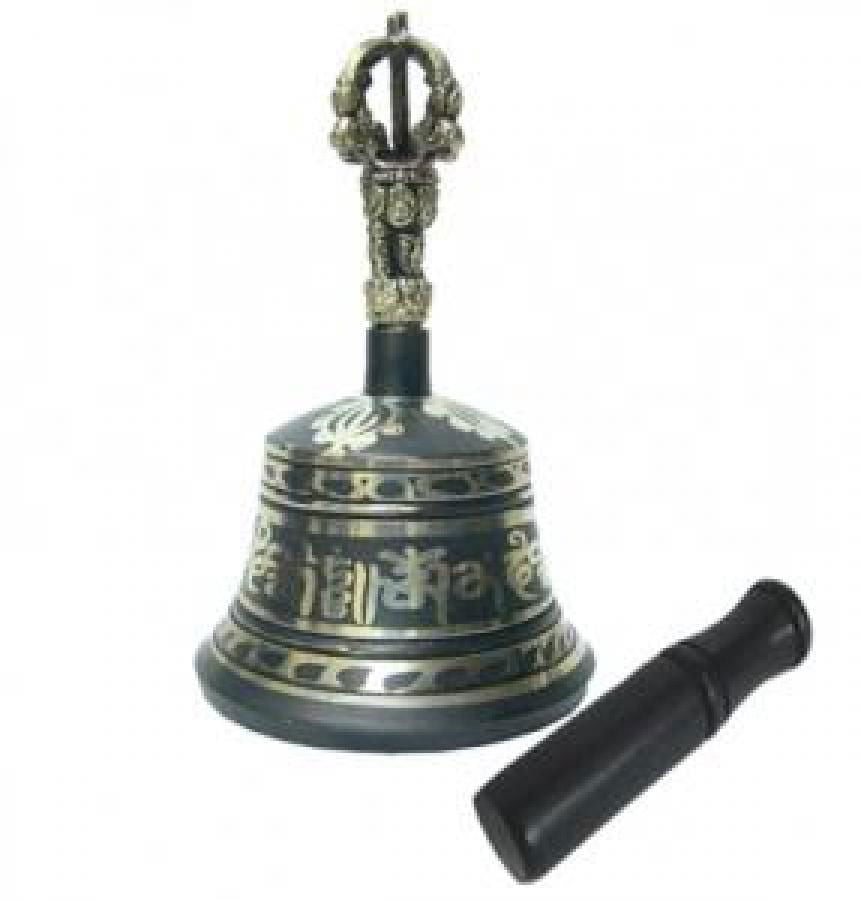 6" Tibetan Black & Copper Bell Dorje and Stick -