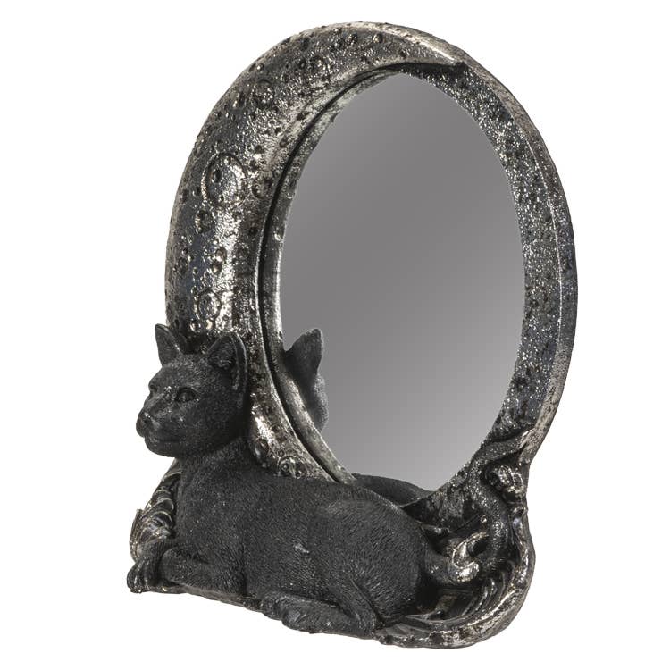 Black Cat on Moon Tabletop Mirror