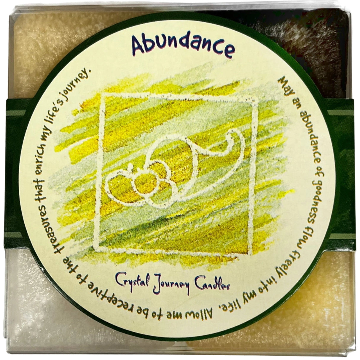 Abundance Candle Set with green, yellow, purple, and white candles.