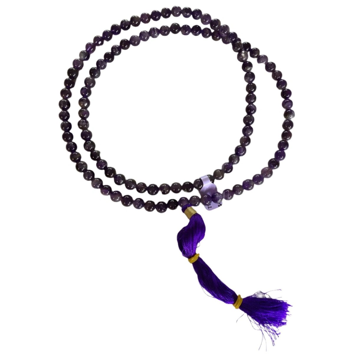 Amethyst Mala - Amethyst Mala Purple polished bead with purple tassle