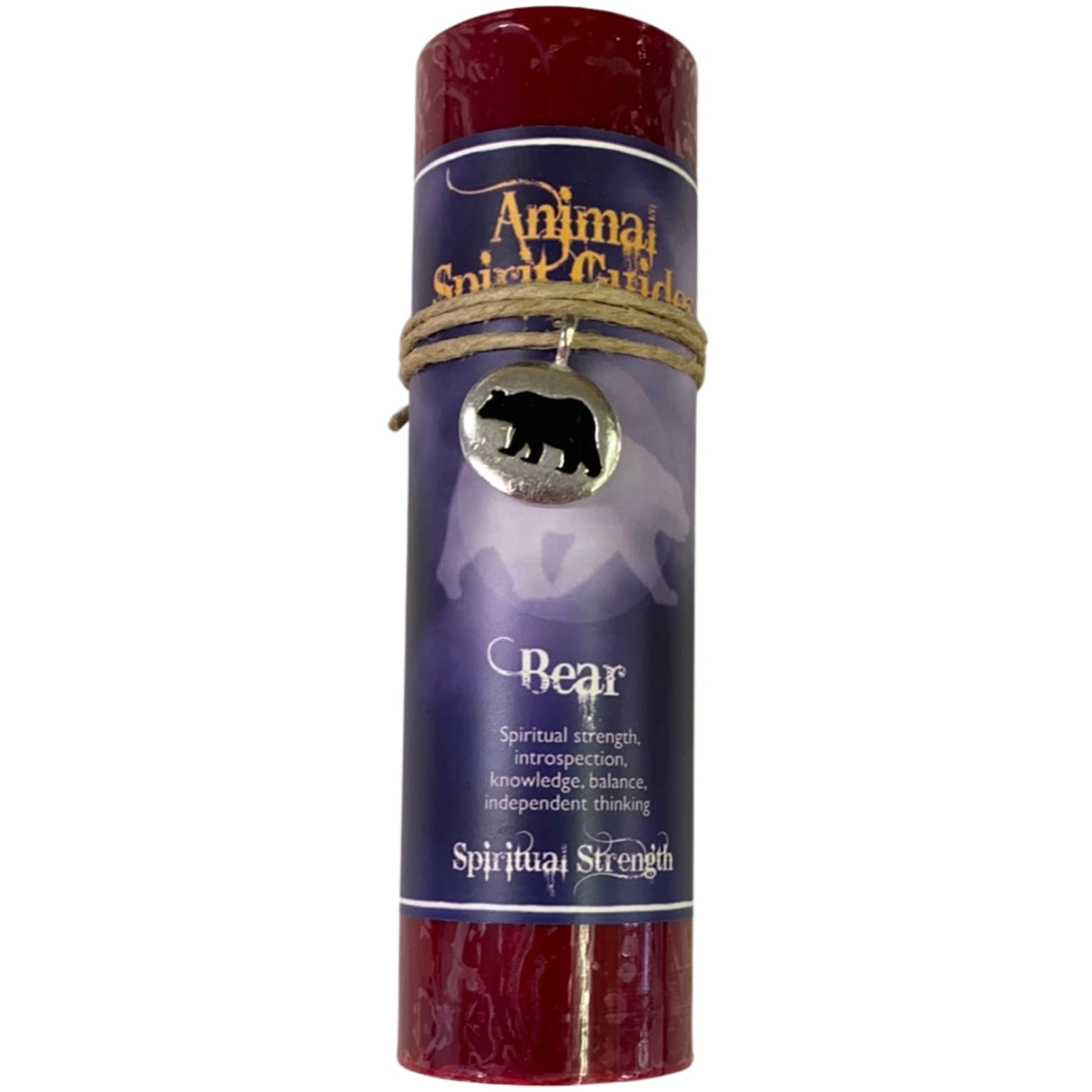 Red candle with "BEAR" and "ANIMAL SPIRIT GUIDES" labels.