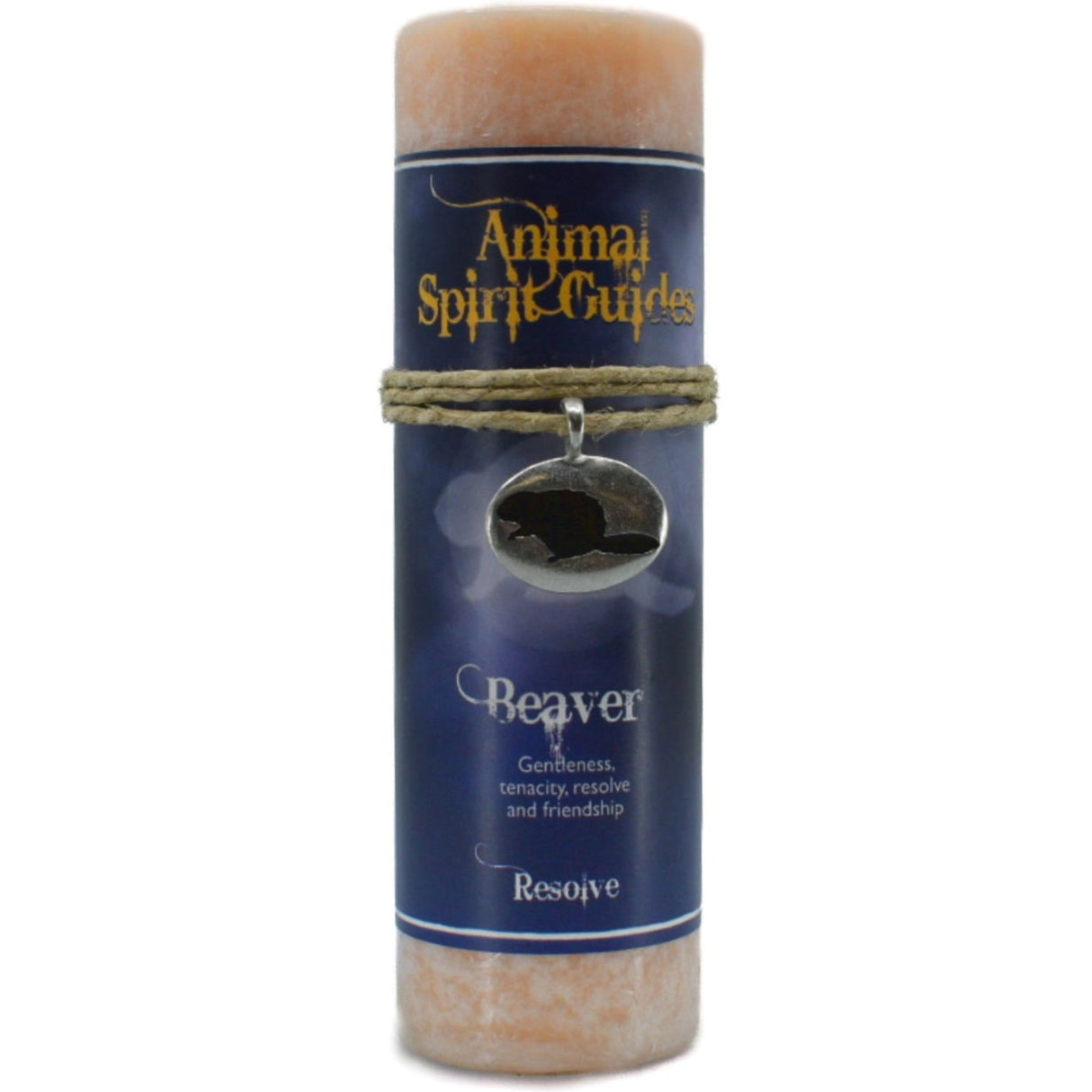 Orange candle with "BEAVER" and "ANIMAL SPIRIT GUIDES" labels.