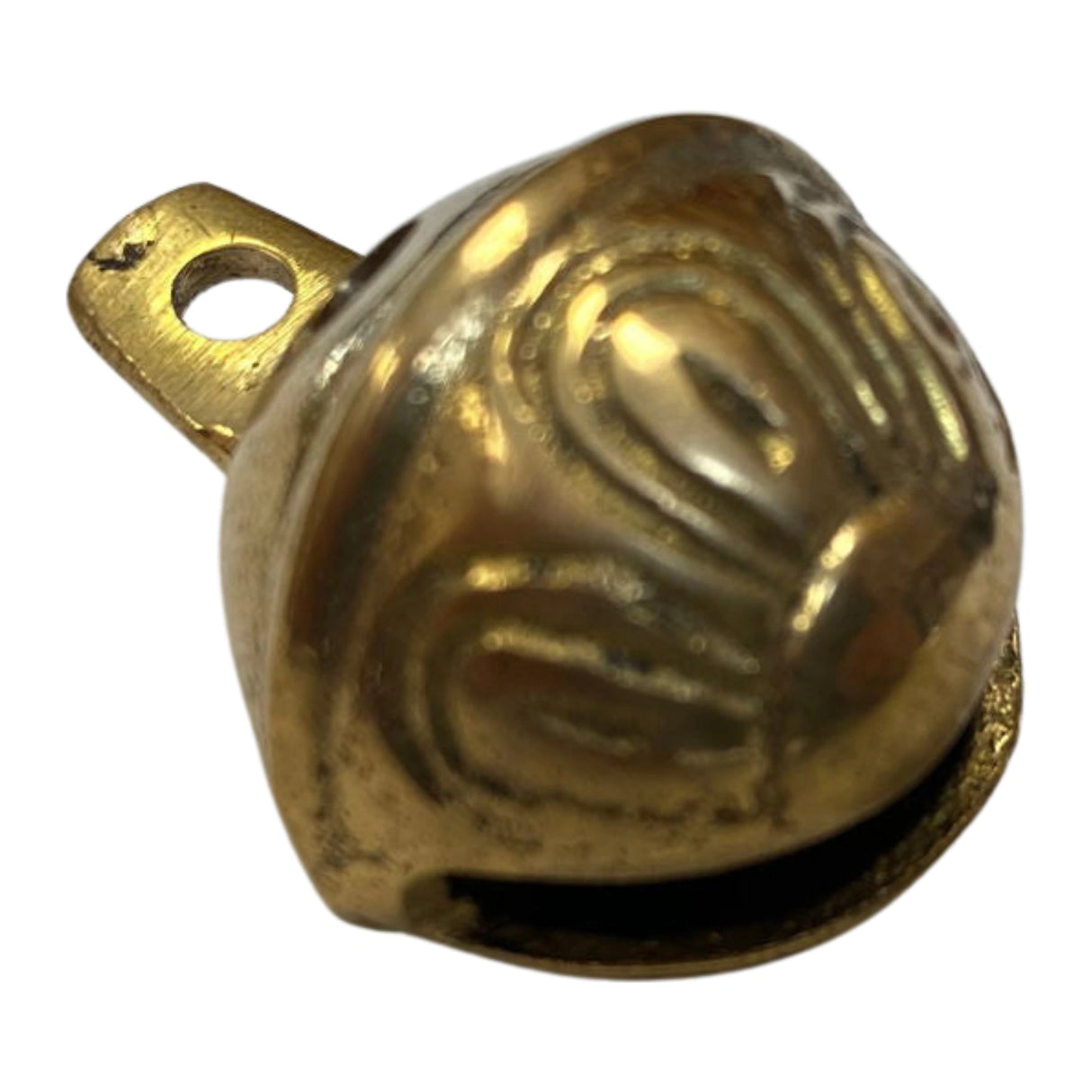 Small brass bell with intricate detailing.