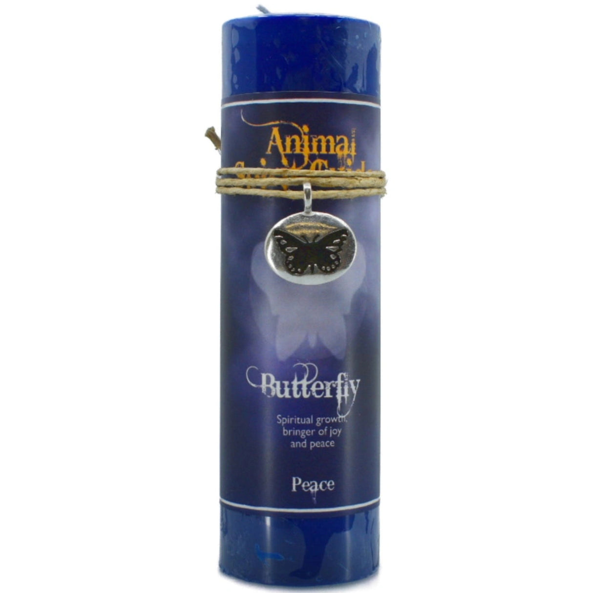 Blue candle with "BUTTERFLY" and "ANIMAL SPIRIT GUIDES" labels.