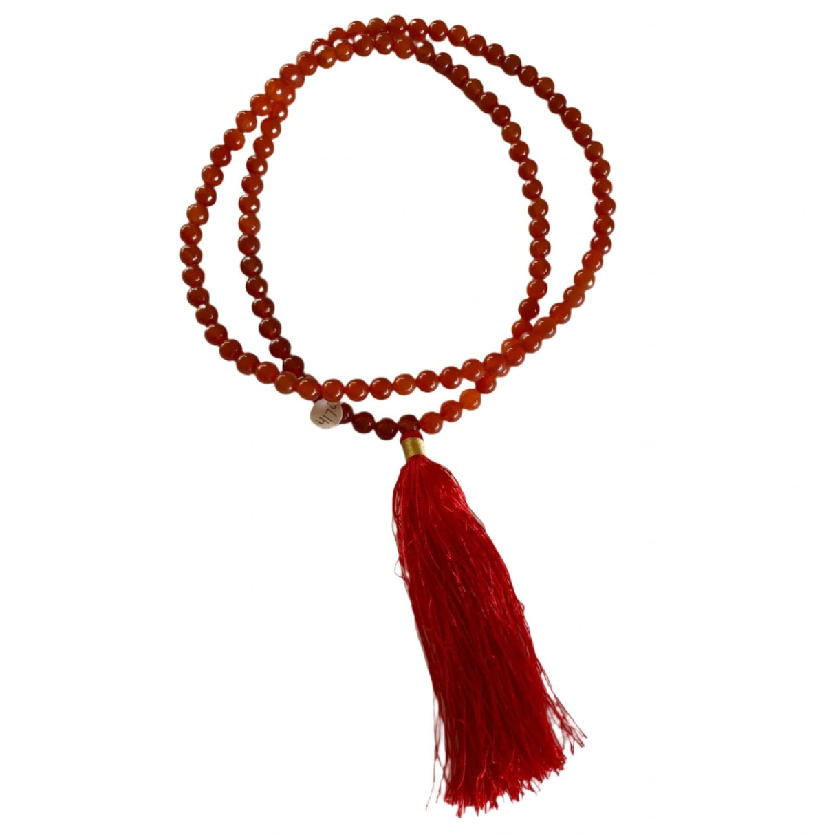 Carnelian Mala - Carnelian Mala - Round red bed with red tassle