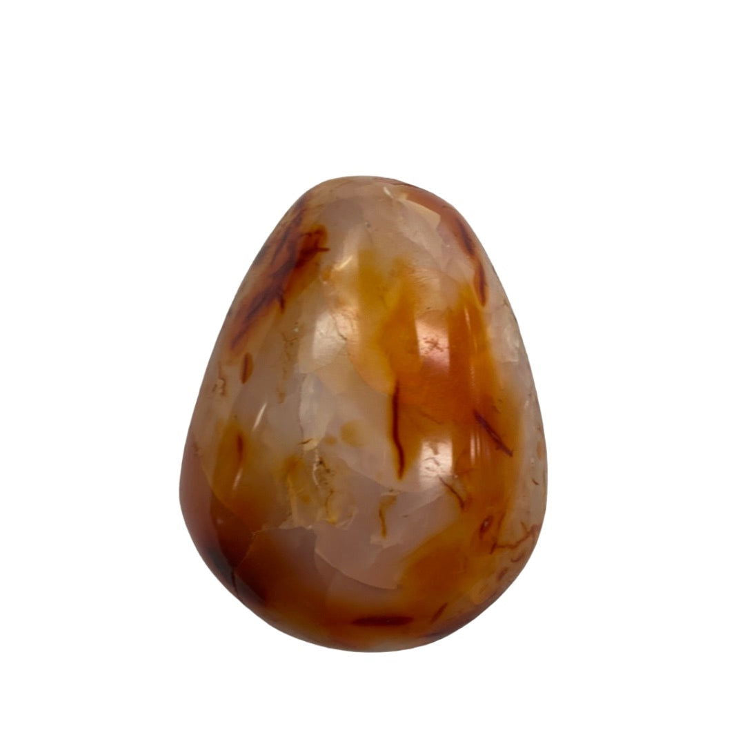 Carnelian Palm Stone - larger palm size polished stone reddish orange