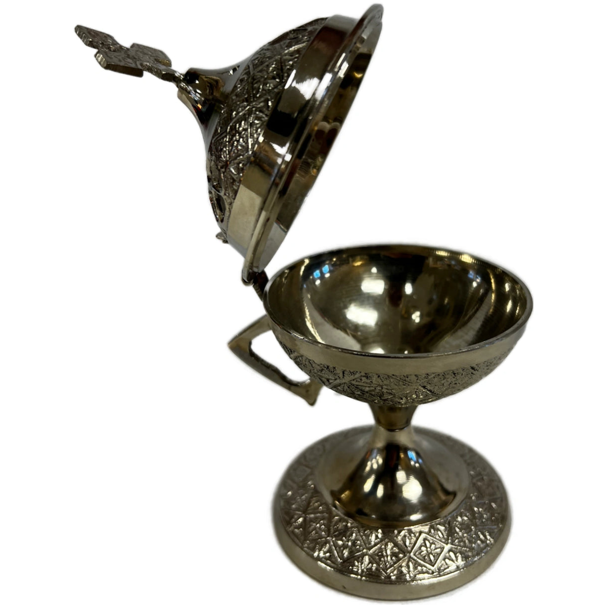 Cross Metal Hinged Top Incense Burner