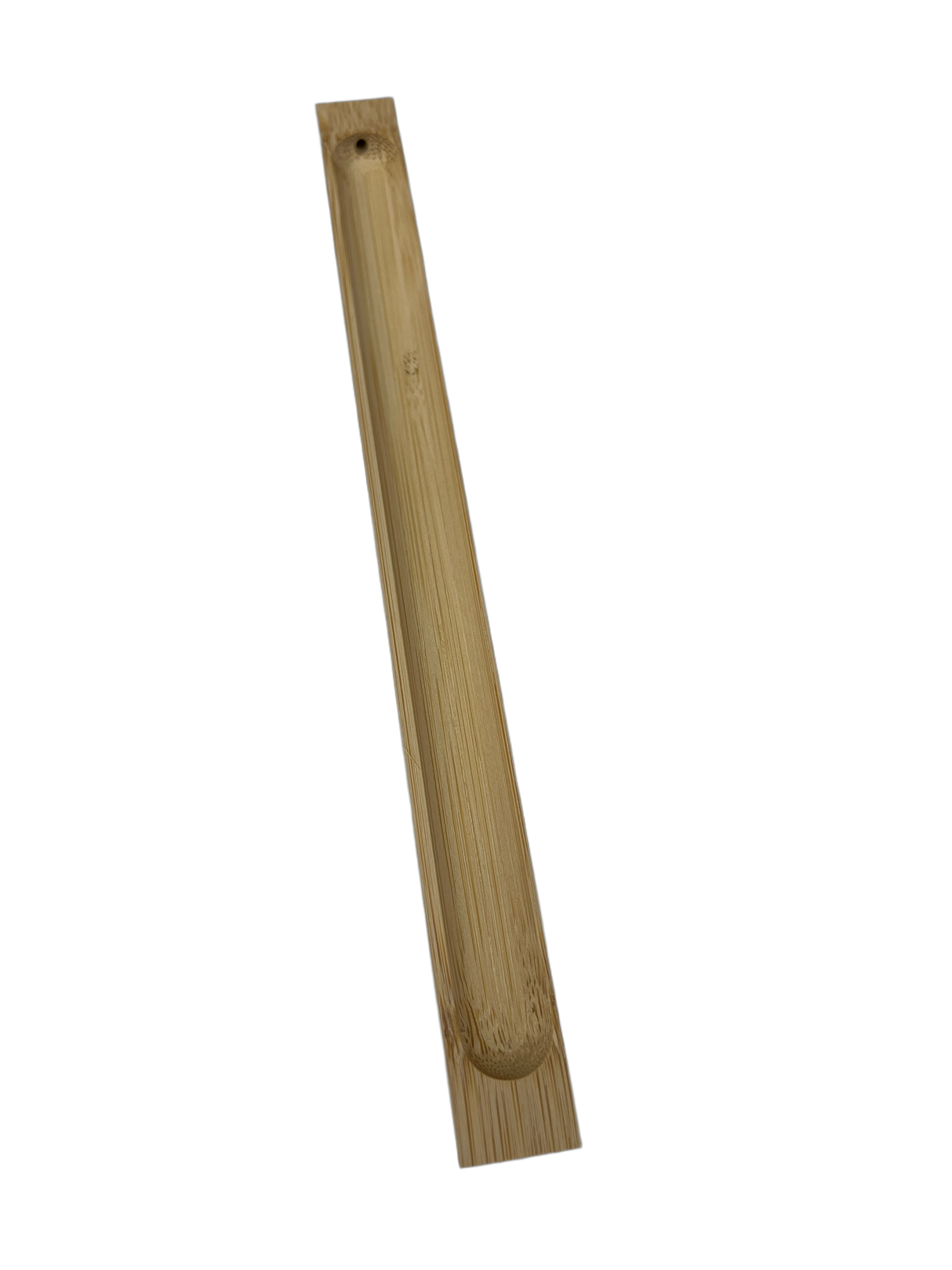 Long bamboo dish with hole for incense stick