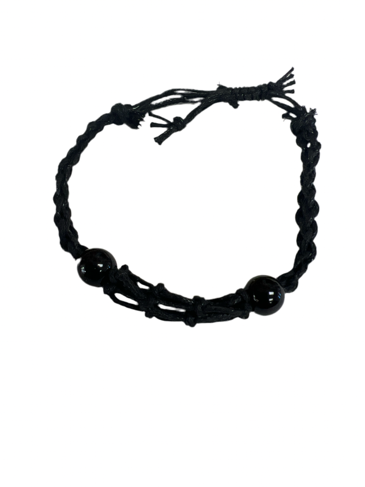 Black cord woven bracelet with a pouch for a Crystal