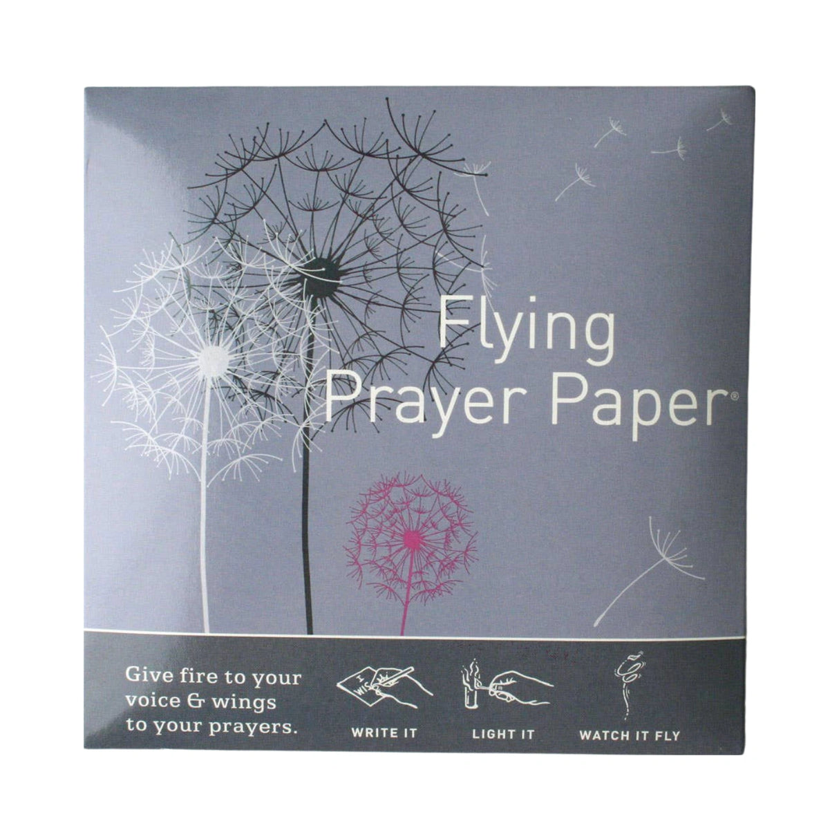Flying Prayer Paper kit with dandelion illustration.