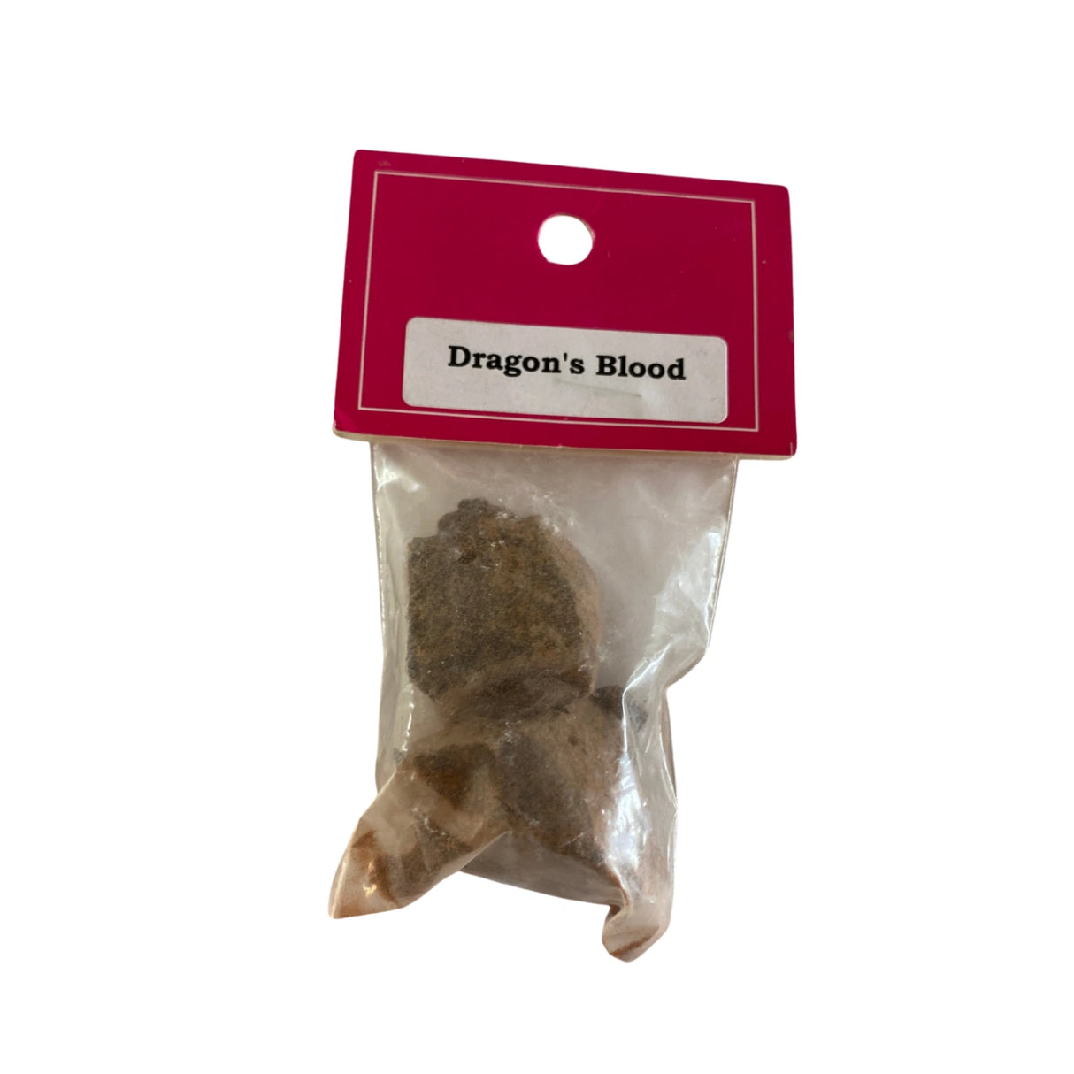 Dragon's Blood Resin Incense in a plastic bag.