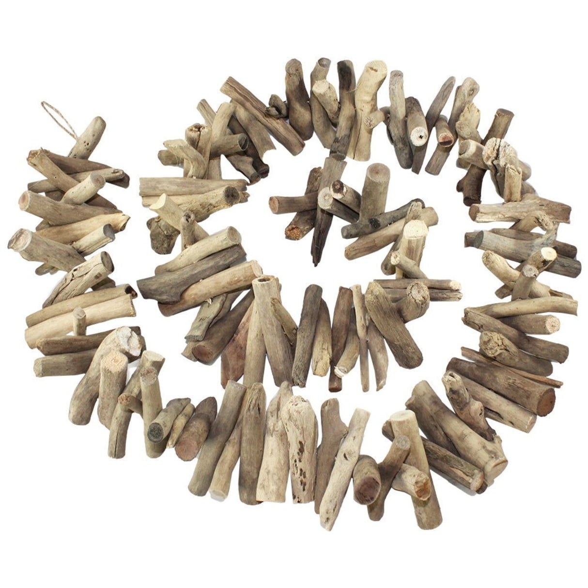 Natural driftwood garland with varying lengths and textures.