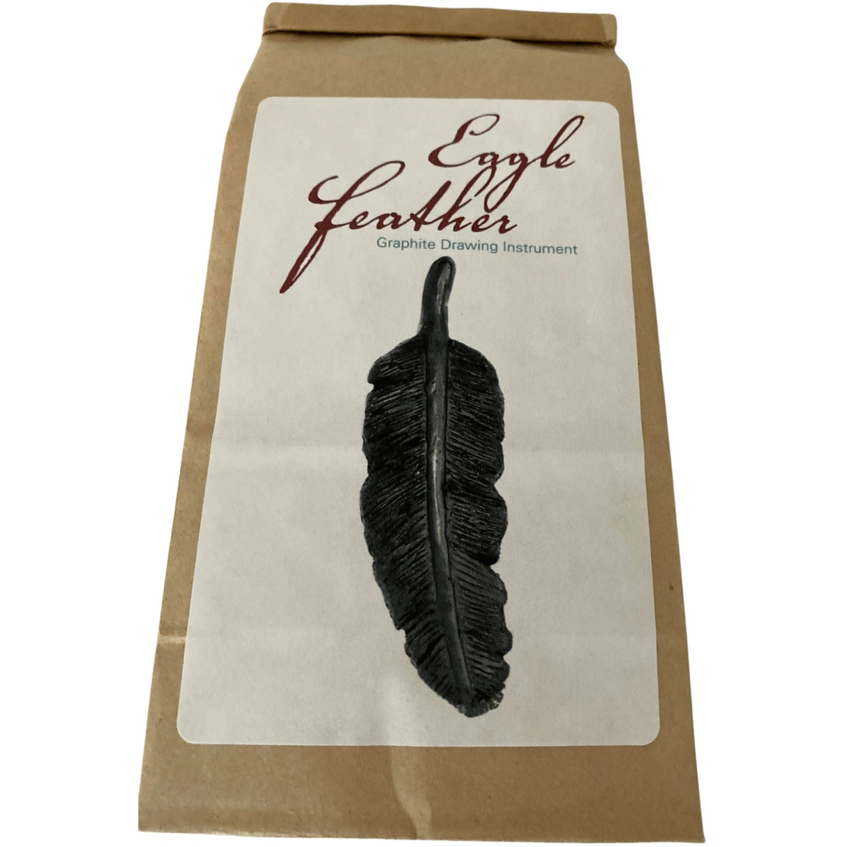 Eagle Feather Graphite Drawing Instrument in brown paper bag.