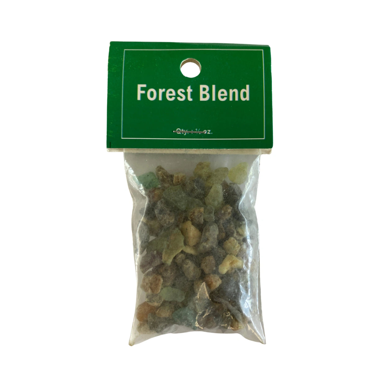 Forest Blend Resin Incense in a plastic bag.