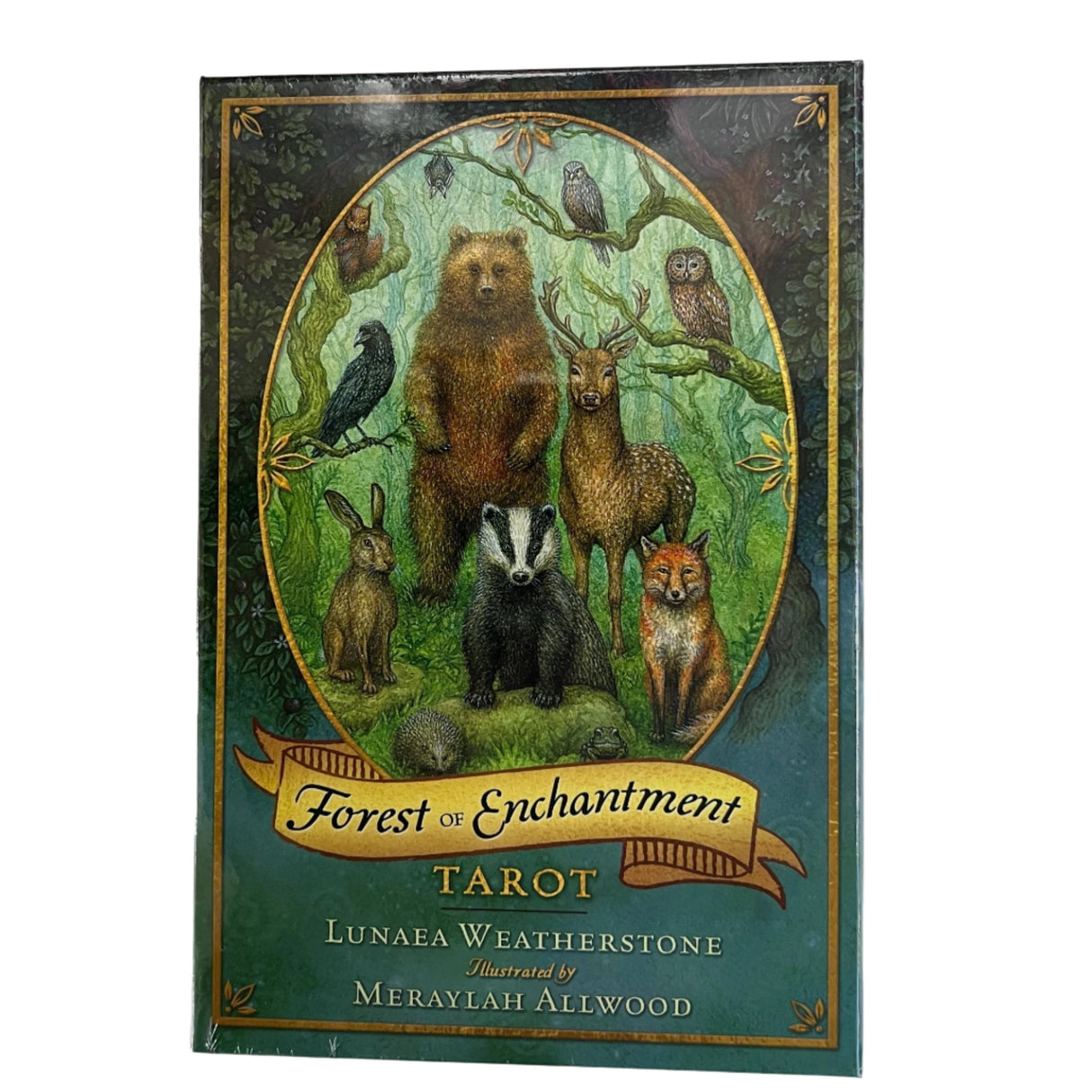 forest of enchantment tarot green box with animal images