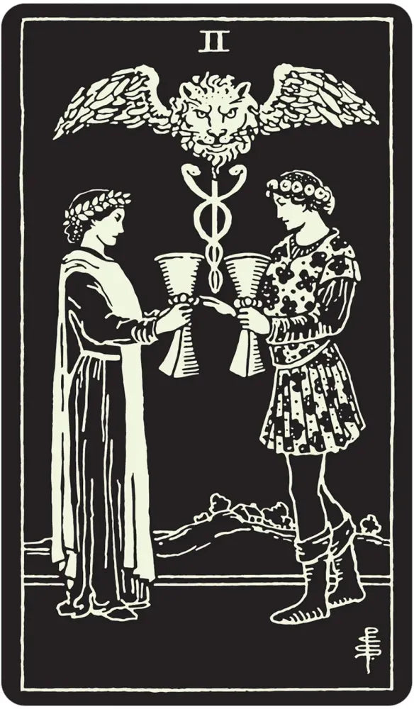 Glow in the Dark Tarot Deck - 2 of Cups
