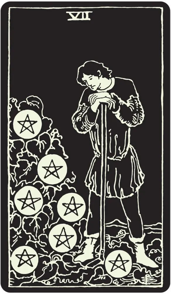 Glow in the Dark Tarot Deck - 7 of Pentacles
