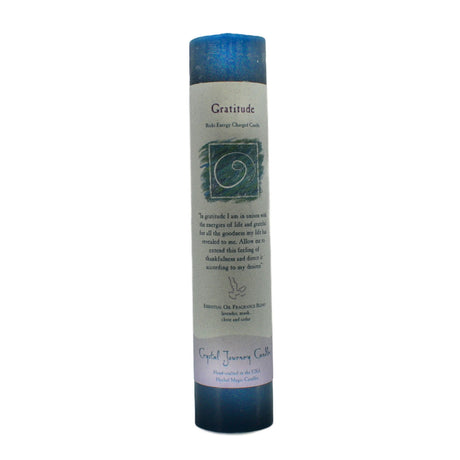 Gratitude Pillar Candle - Gratitude Pillar Candle.  Scented with essential oils, lavender, musk, clove and cedar.  Used to bring a deeper understanding and appreciation of life's goodness.