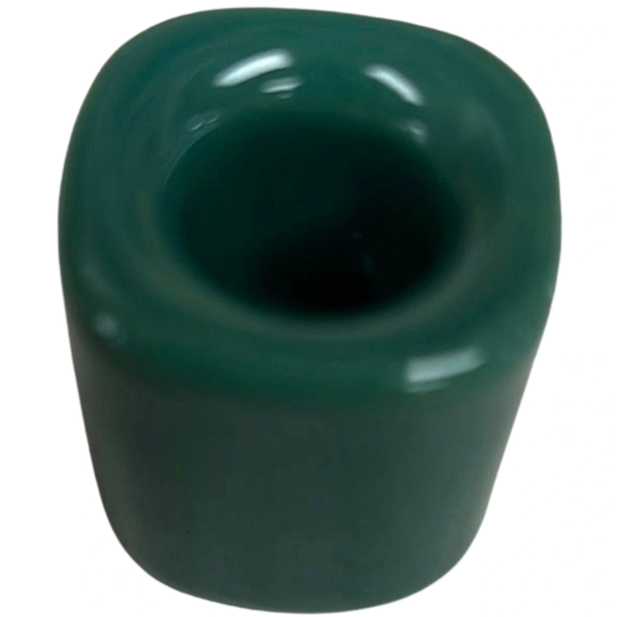 Green ceramic candle holder.