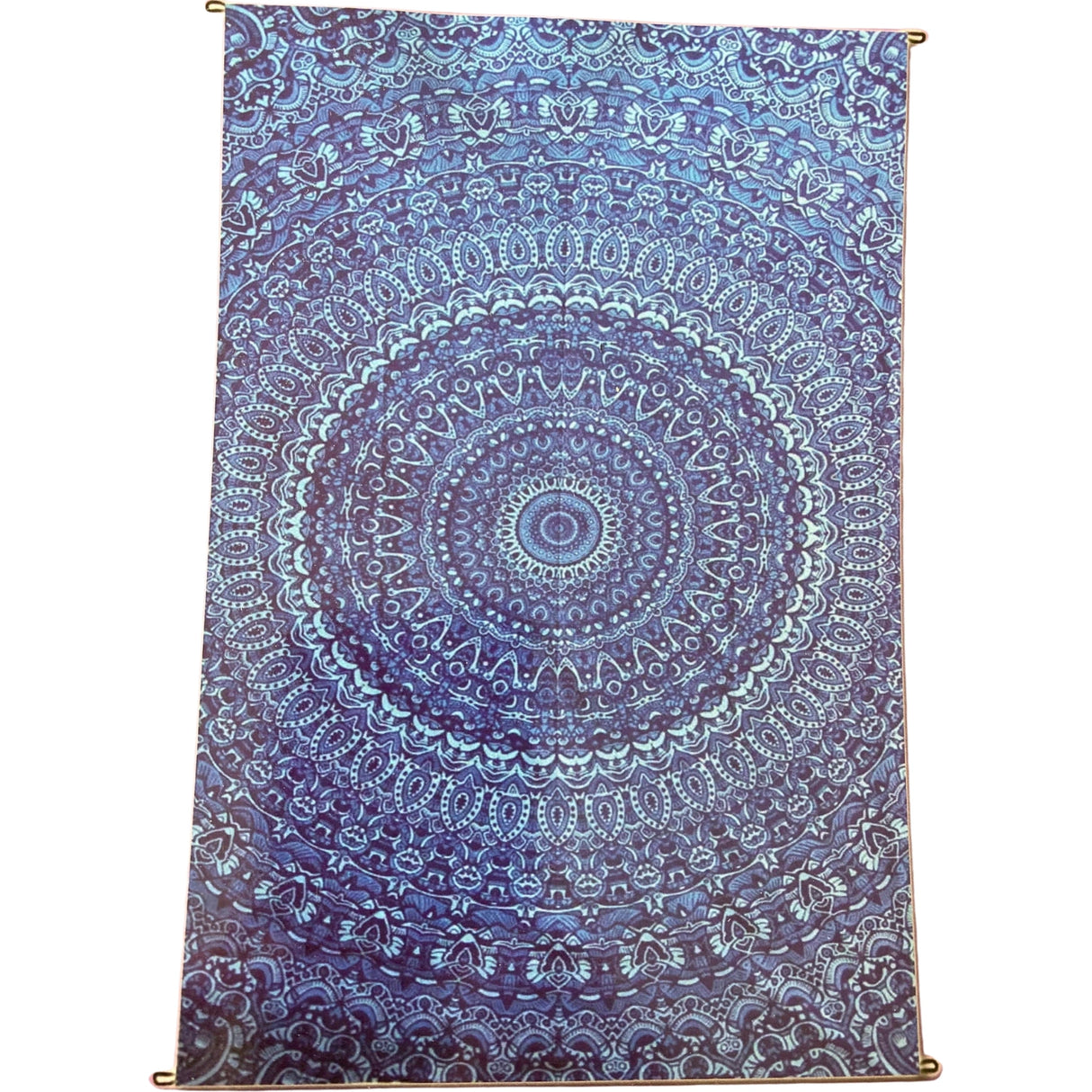 Hamsa Hand Blue Tapestry - Blue mandala tapestry with intricate details.