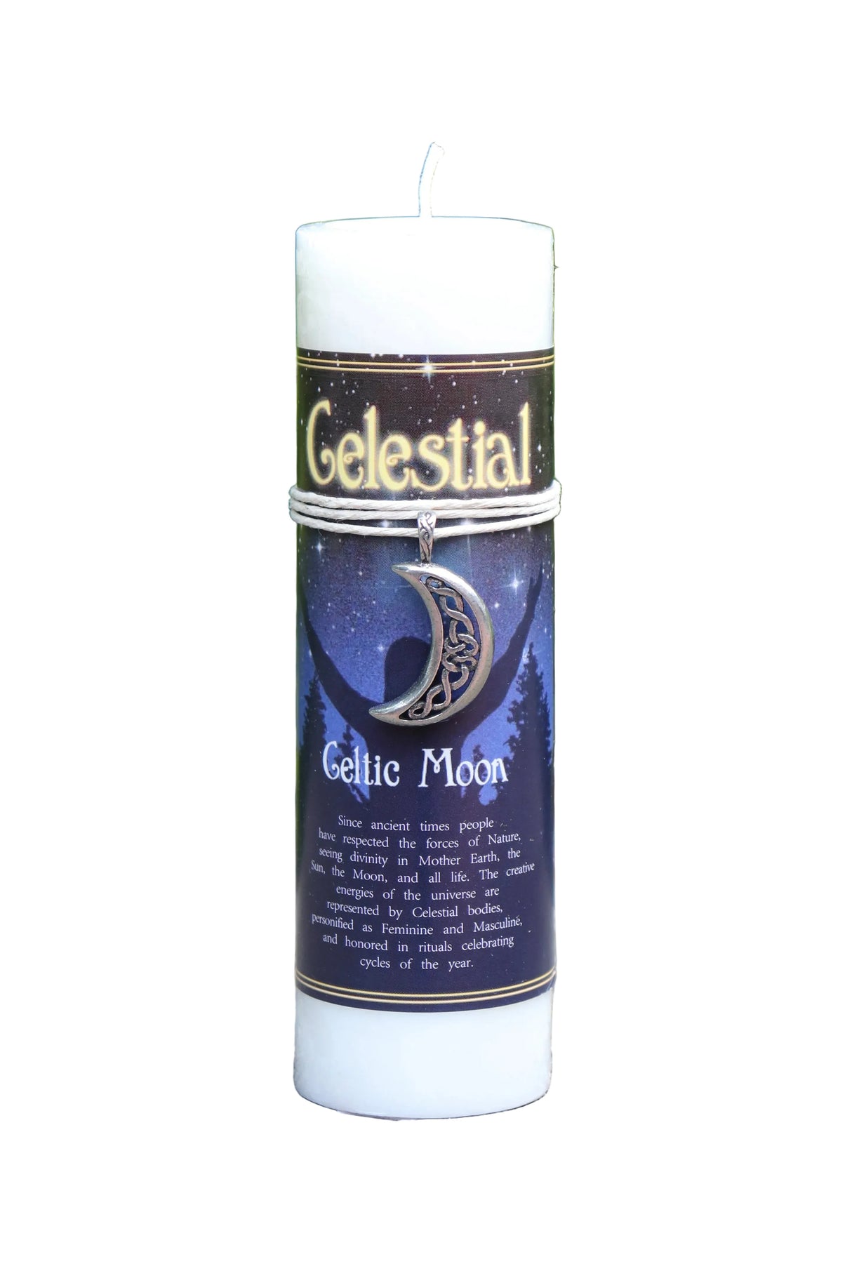 White pillar candle with writing