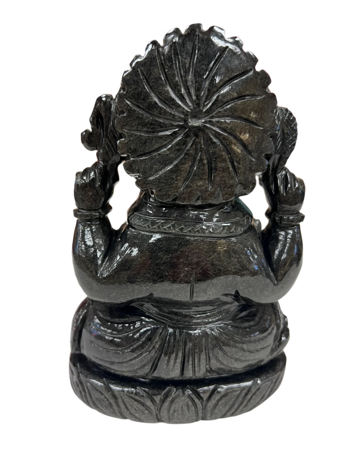 Ganesha Silver Sheen Obsidian Statue