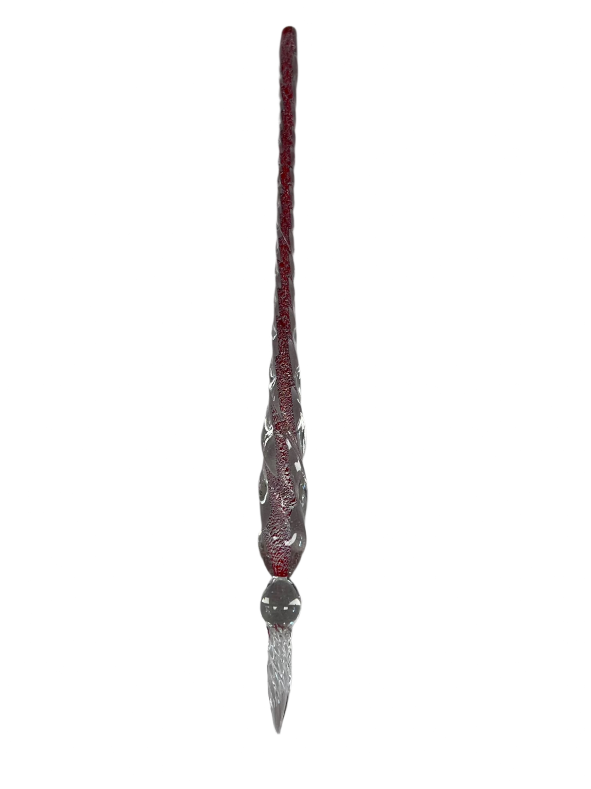 Thin glass pen with a re core