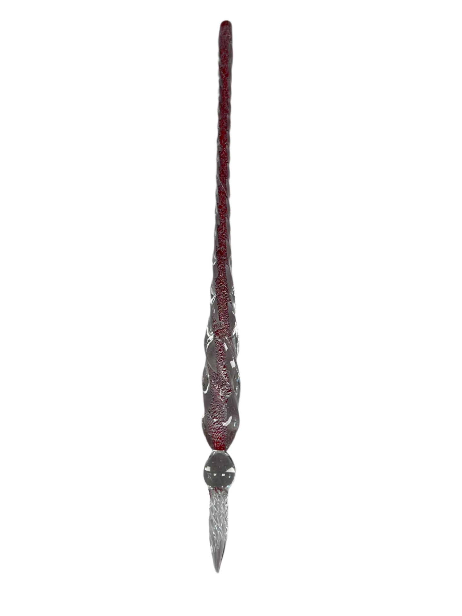 Thin glass pen with a re core