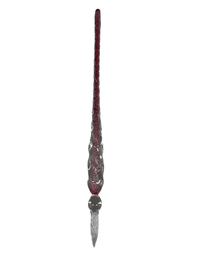 Thin glass pen with a re core