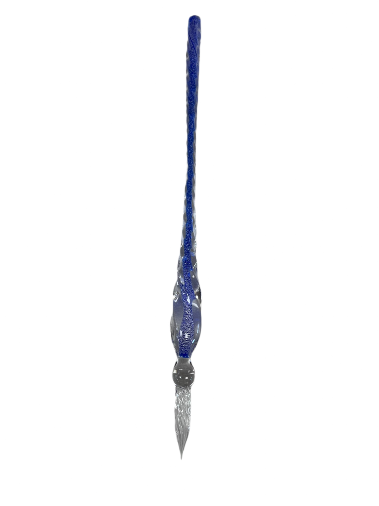 Thin glass pen with a violet core