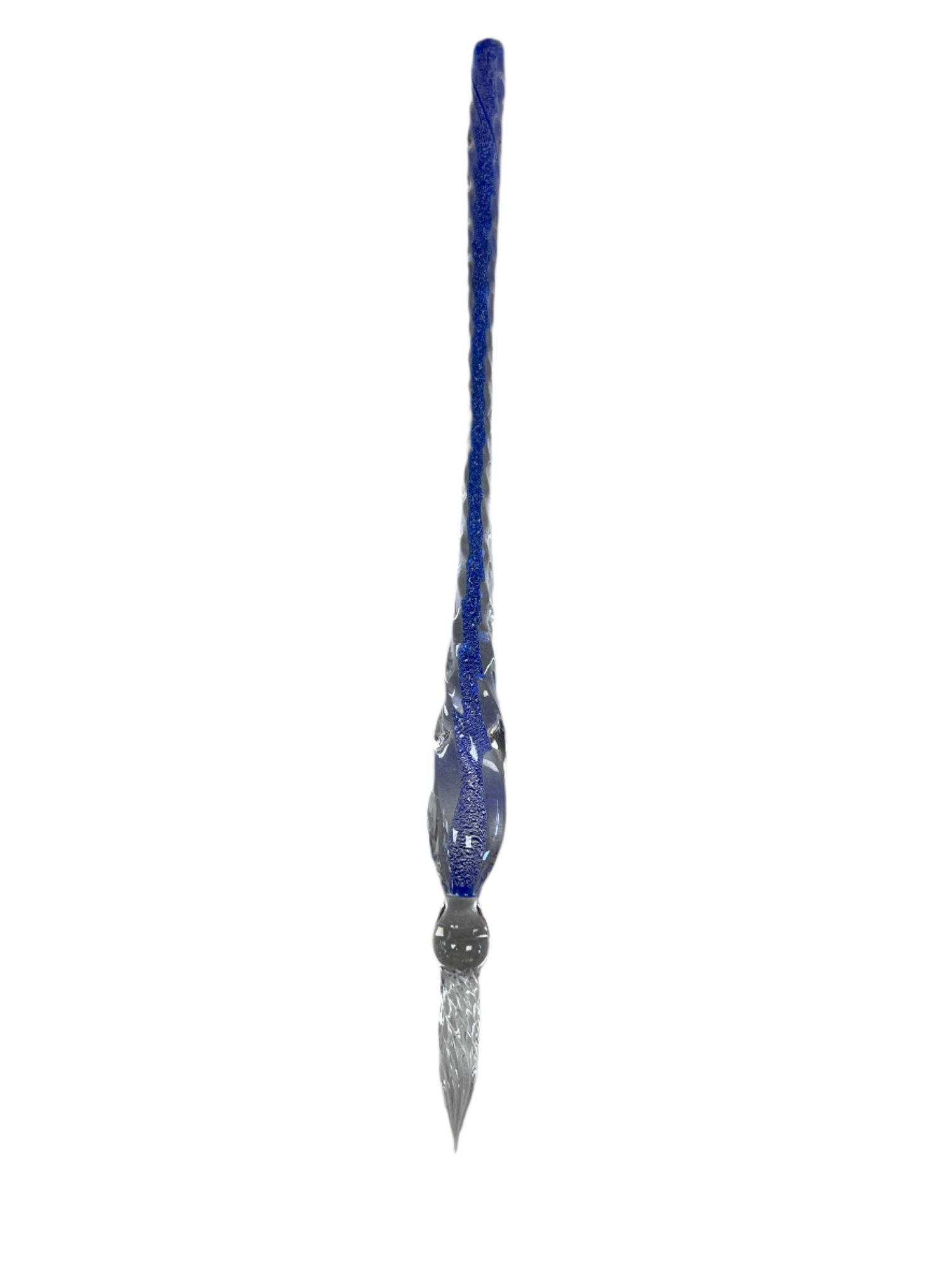 Thin glass pen with a violet core
