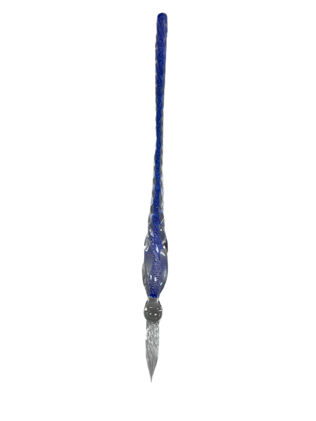 Thin glass pen with a violet core