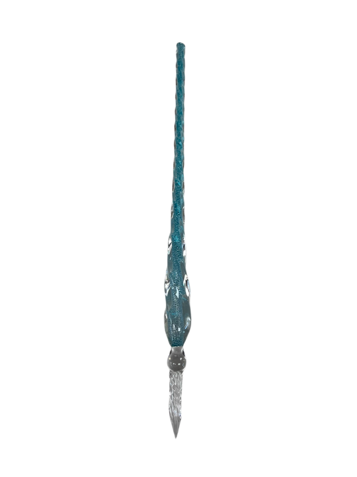 Glass pen with aqua blue core