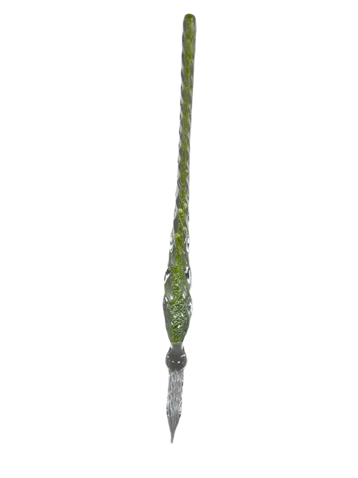 Thin glass pen with an olive core
