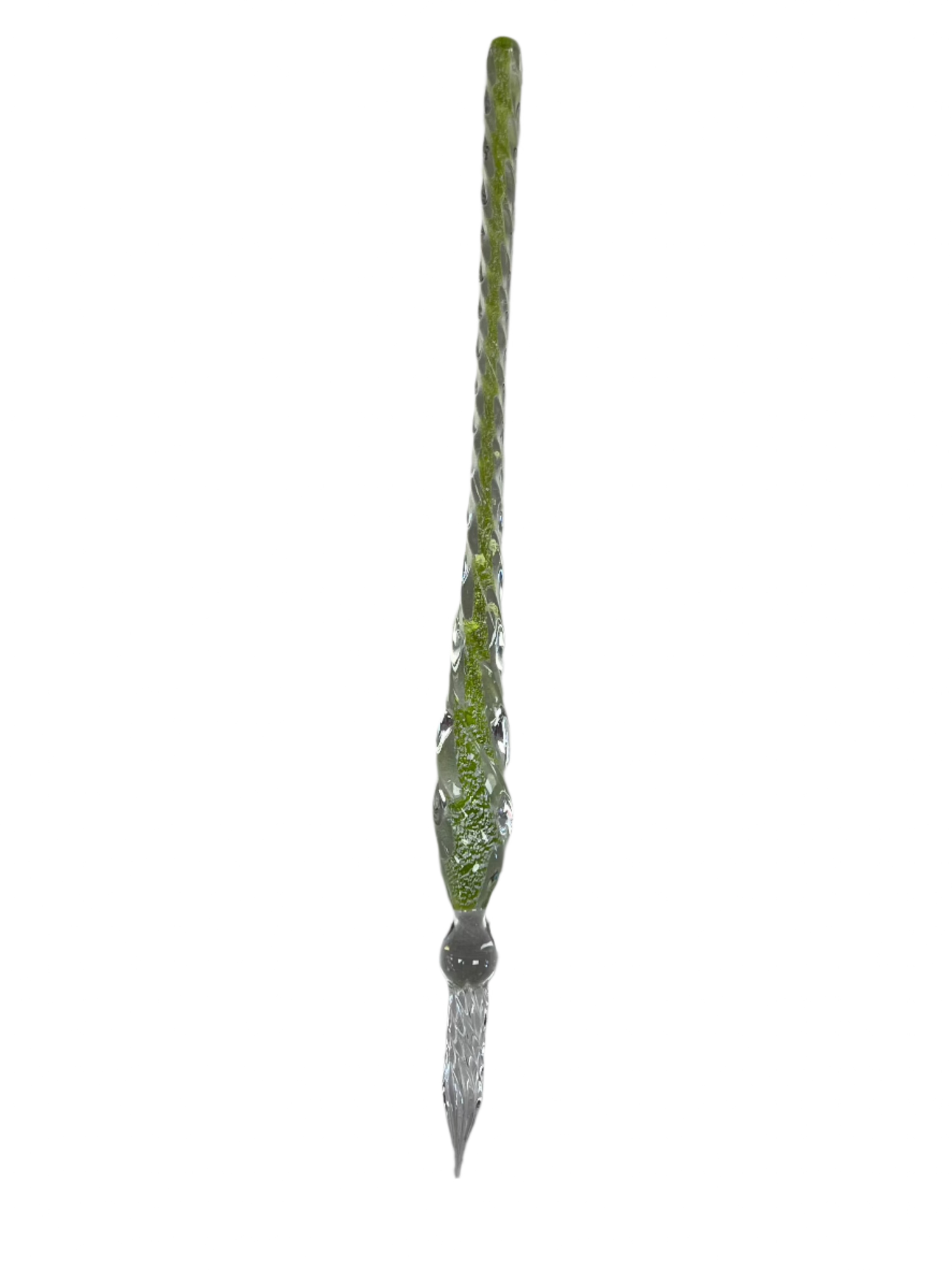 Thin glass pen with an olive core