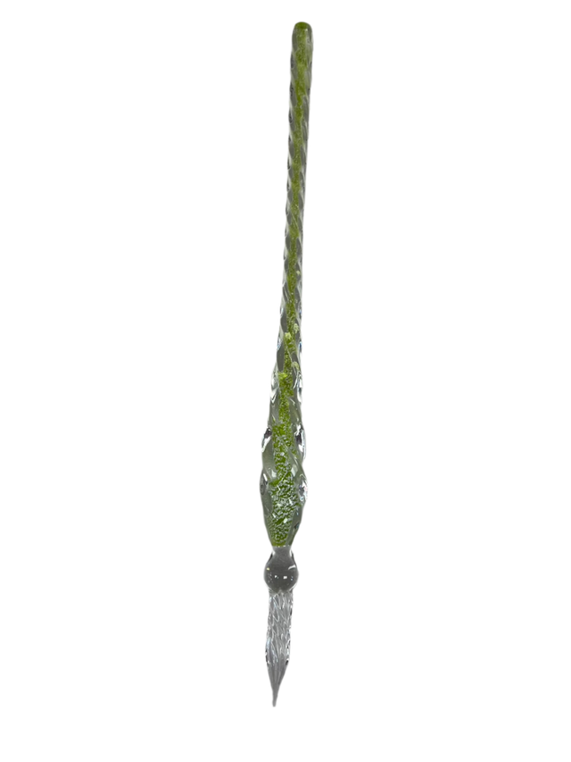 Thin glass pen with an olive core