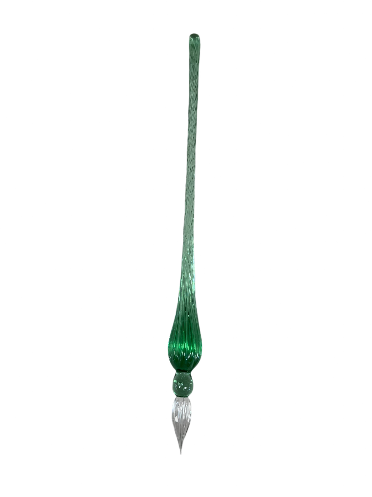 Thin glass pen with a green core