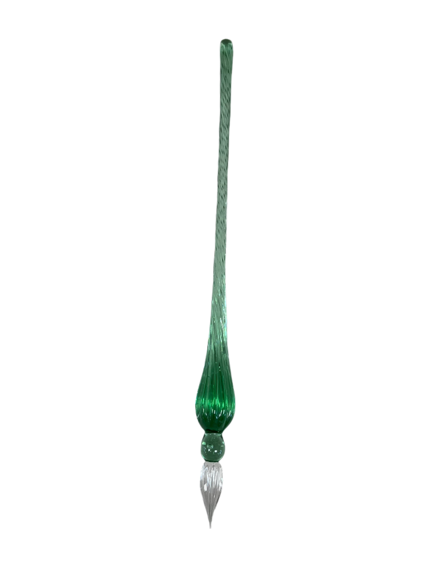 Thin glass pen with a green core