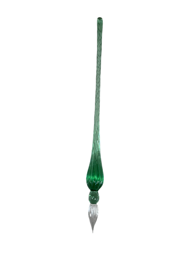 Thin glass pen with a green core