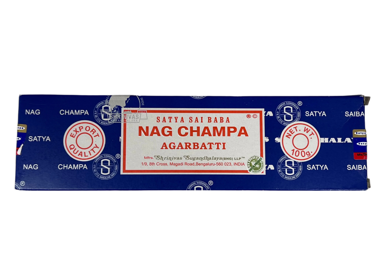 Blue incense box with nag champa label