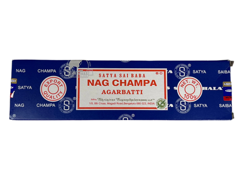 Blue incense box with nag champa label