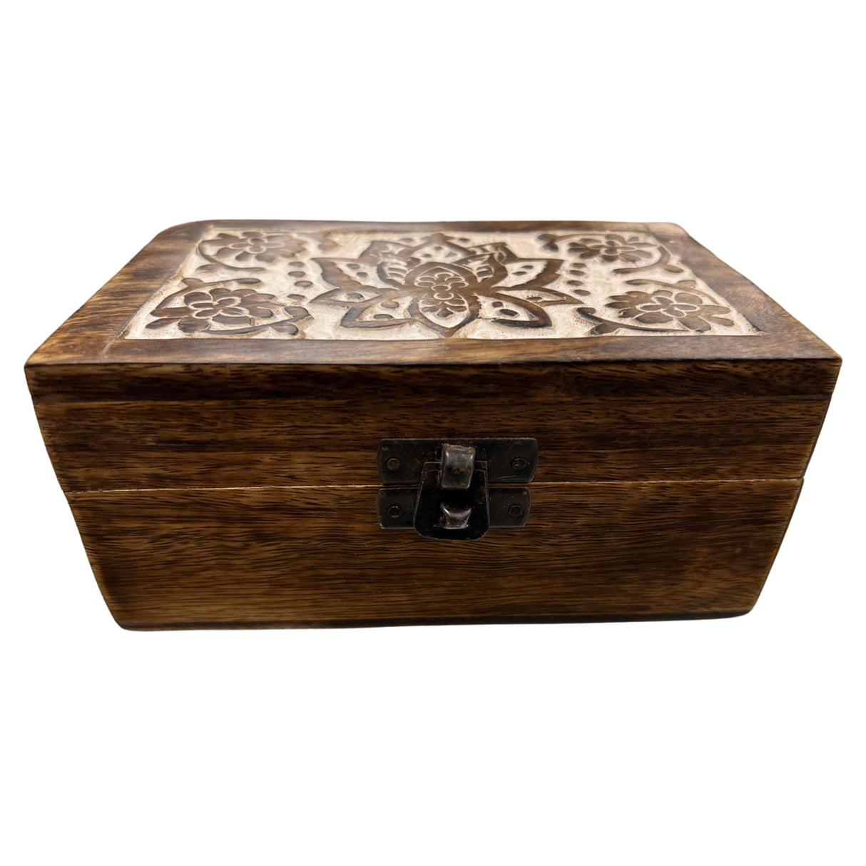 Lotus Carved Wood Box