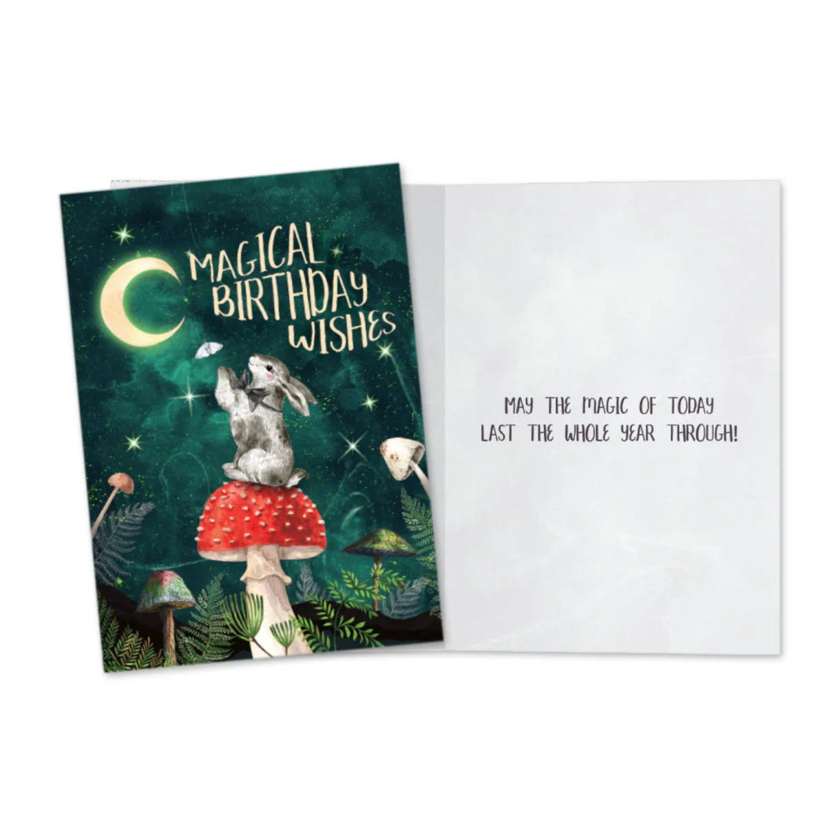 Magical Birthday card with writing inside may the magic of the day last the whole year trough