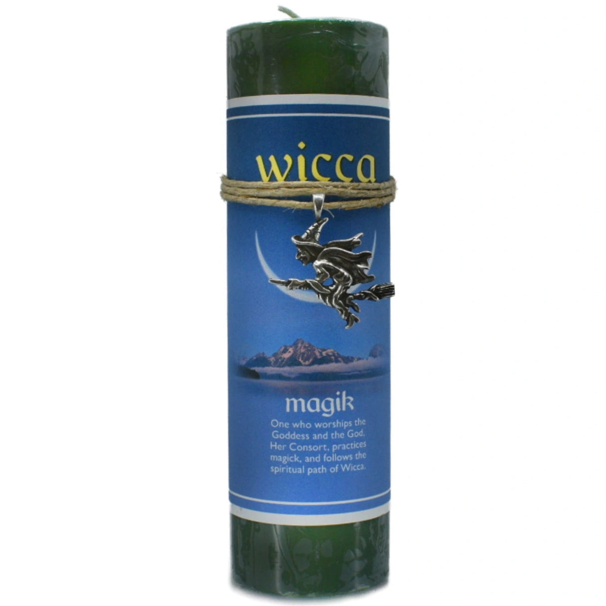 Green candle with "WICCA" and "MAGIK" labels.