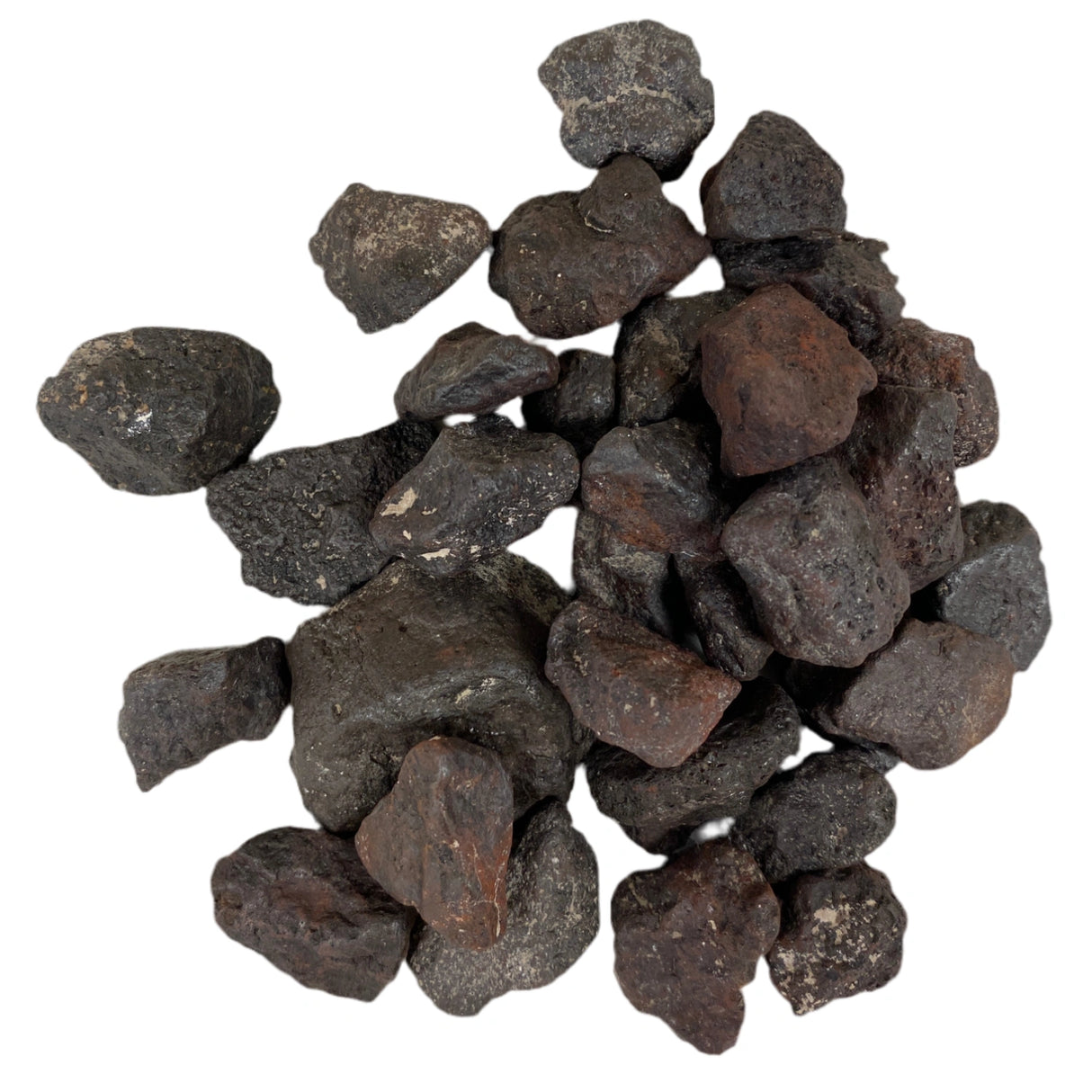 Magnetite Tumbled - Rough, matte black Magnetite stones with subtle rusty accents.