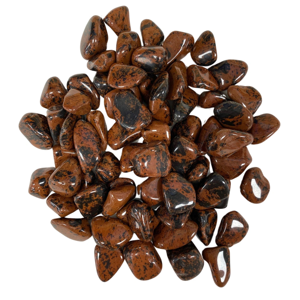 Mahogany Obsidian Tumbled - Polished Mahogany Obsidian stones with a mix of black and brown hues.