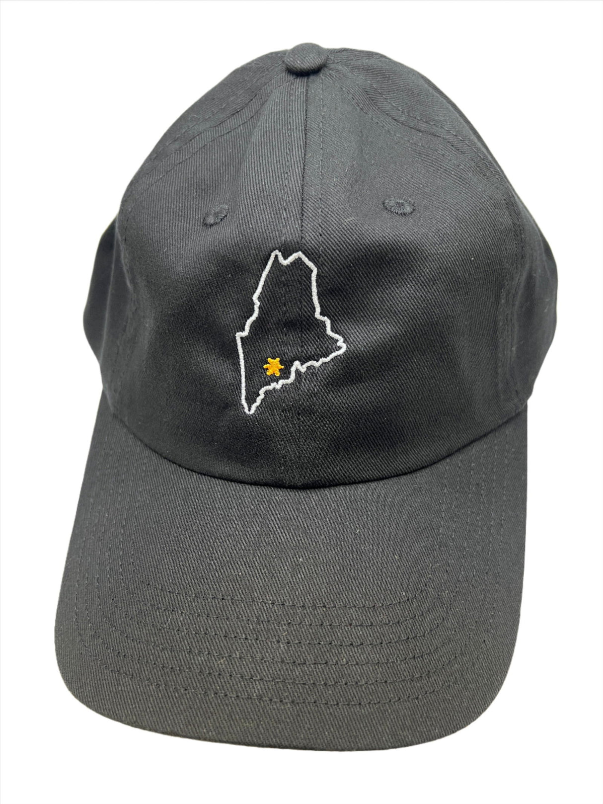 Maine State Outline Black Ball Cap -