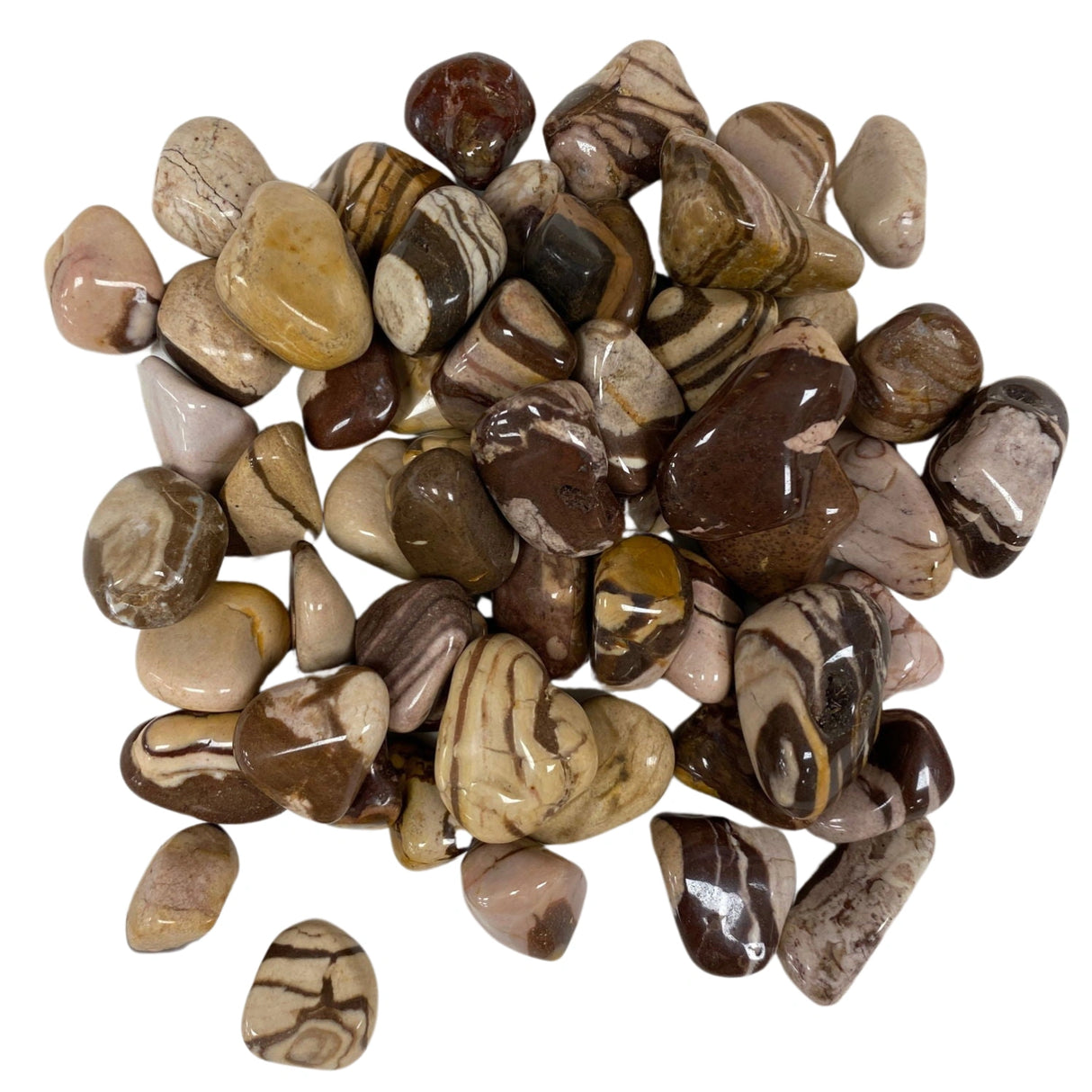 Marble Jasper Tumbled - Marble Jasper Tumbled, polished, swirling brown and cream patterns.