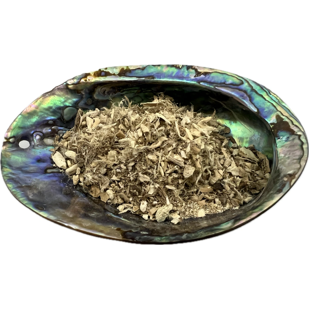 Dried Marshmallow Root in an abalone shell.