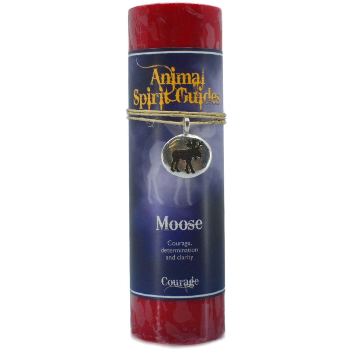 Red candle with "MOOSE" and "ANIMAL SPIRIT GUIDES" labels.